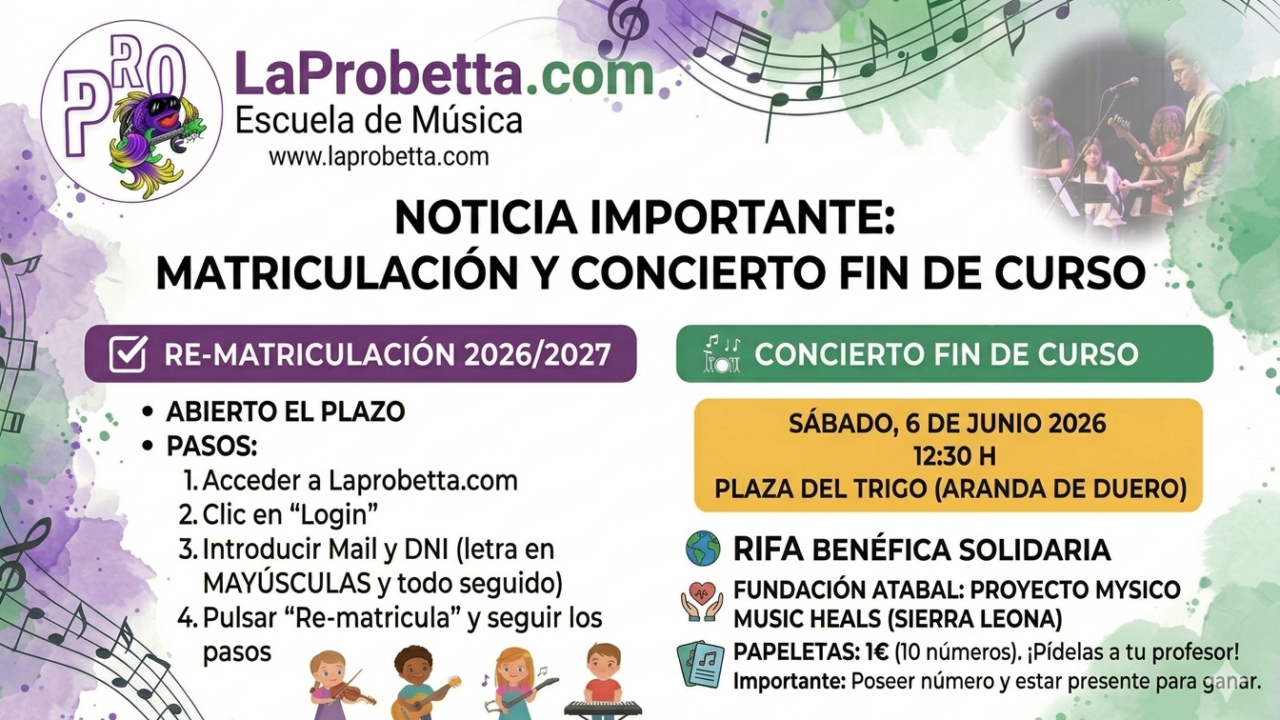 Matriculación y concierto fin de curso (A440)